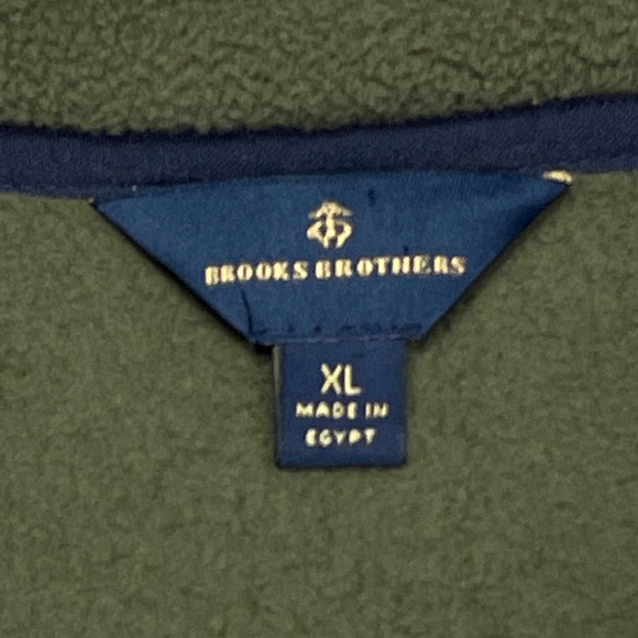 Men’s BROOKS BROTHERS 1/4 Zip Polar Fleece Pullover OLIVE GREEN & NAVY NWOT XL - Picture 5 of 7